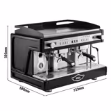 WEGA | Airy – Commercial 2-Group Espresso Machine – 3.85 kW – with 2 Steam Wands & Hot Water – Black