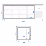 Refrigerated table PREMIUM - 2330x700mm - 12 drawers