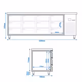 Chladicí stůl PREMIUM - 2,3 x 0,7 m - s 12 zásuvkami 1/3