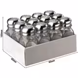 Kryddströare - 12-delars set - kantig - Glas/rostfritt stål - Höjd: 100 mm