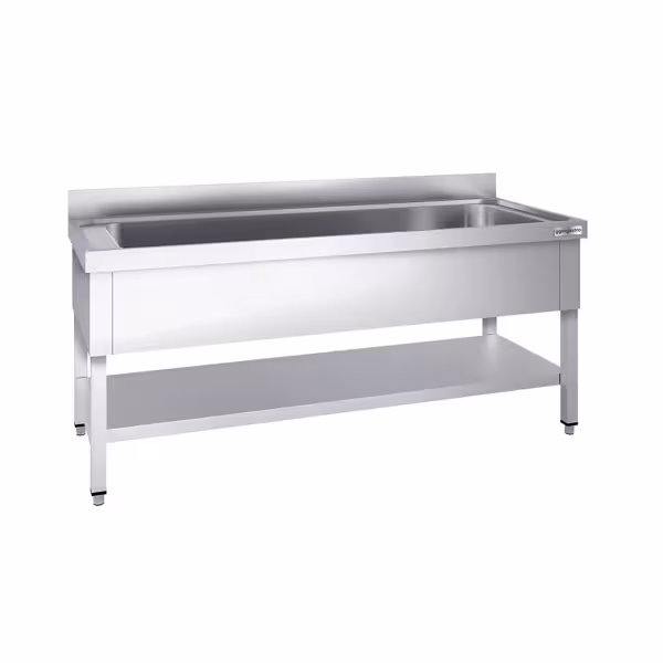 Stół zlewozmywakowy do mycia garnków Premium - 1800x600mm - z dolną półką & 1 zlewem