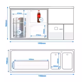 Barkoelkast PREMIUM - 1950x700mm - 1 glazen deur & 2 laden