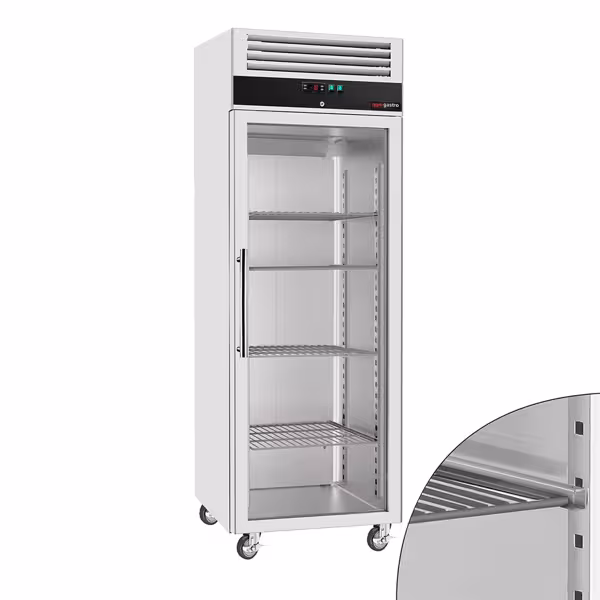 Vrieskast rvs ECO - 600L - 1 glazen deur - Zwart