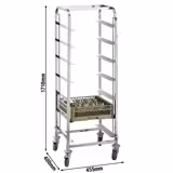 Chariot de transport pour paniers à vaisselle en acier inoxydable - 455x400mm - avec poignée