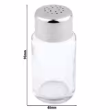 (6 pcs) Salt & Pepper Shakers - fine - Holes Ø1.35mm - square - Stainless Steel - Glass - Height: 90mm - Matt