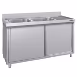 Chiuvetă tip dulap ECO - din oțel inoxidabil - 1400x600 mm - cu 2 cuve pe stânga