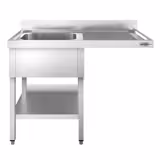 Plonge PREMIUM en acier inoxydable - 1400x700mm - 1 bac - bac à gauche - adossée/avec dosseret