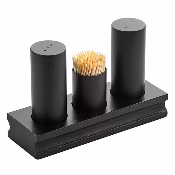 (12 pz) Menage - 3 pezzi - Altezza:100mm - supporto in acciaio inox - Nero