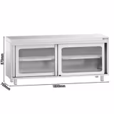 Mesa armario inox PREMIUM - 1800x700mm - con puerta corredera de cristal