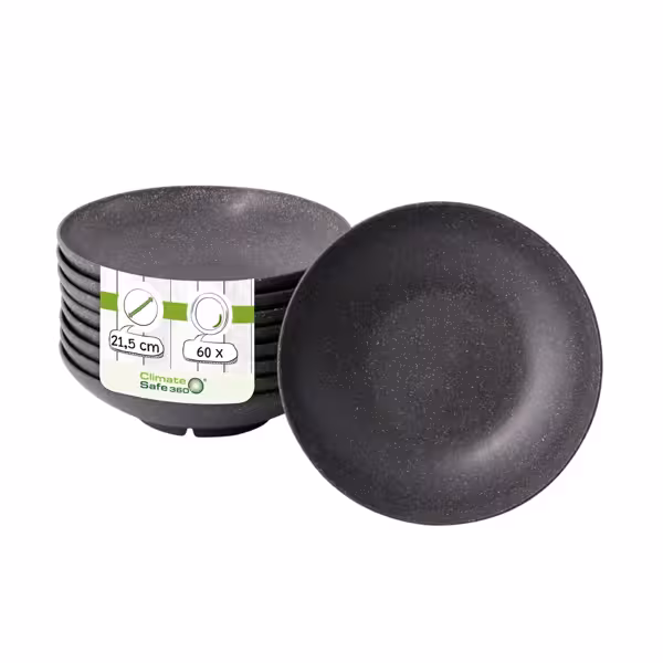 (60 stuks) diep bord - meerweg - rond - biologisch materiaal - Ø215mm - grijs