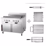 Mangal Charcoal Grill - 1120mm - for Adana & Shish Kebab - 15 automatic rotating skewers - with cabinet base