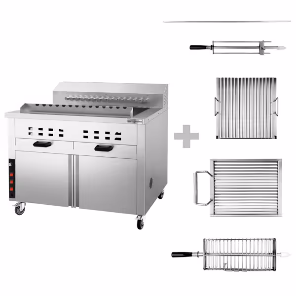 Holzkohlegrill - für Adana & Shish Kebab - für 15 autom. rotierenden Spießen
