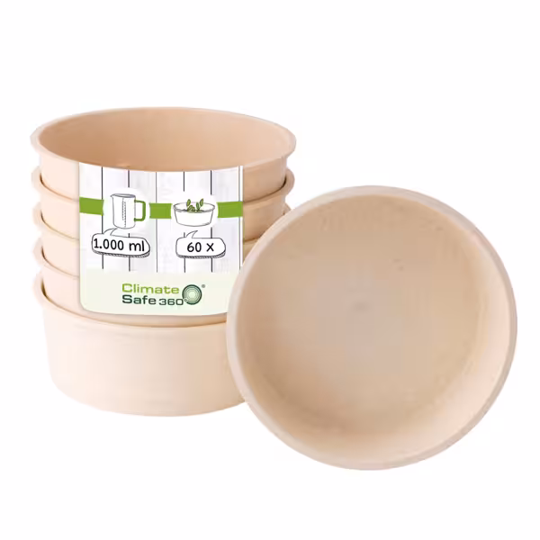 (60 szt.) Miseczka wielorazowa okrągła - Bio-Compound - 1l - Ø 185mm - Głębokość:68mm - Kremowobiały