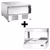 Combinaison soubassement congélateur/réfrigéré - 1230 mm - 1 tiroir - avec chauffe-frites inclus
