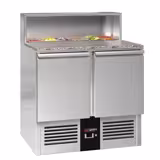Saladette PREMIUM - 903mm - 2 deuren - met RVS deksel voor 5x GN 1/6 - granieten werkblad
