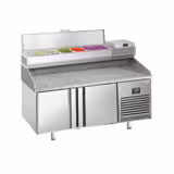 Table réfrigérée à pizza Premium PLUS - 1783 x 800 mm - avec 2 portes - incl. vitrine réfrigérée de présentation - 6x GN 1/3