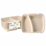 (60 szt.) Pojemnik wielorazowy na wynos 2‑komorowy - 1.05L - Bio-Compound - 245x200x45mm - Kremowy - HP4 - Możliwość sztaplowania