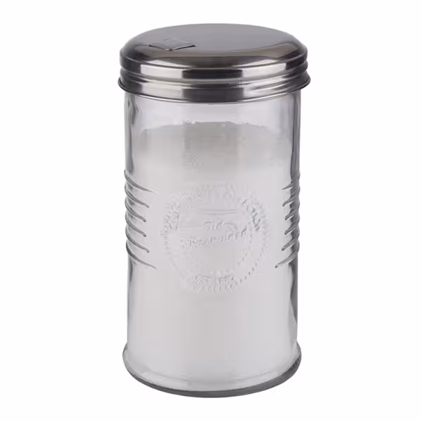 (6 unid.) Distribuidor de açúcar - ANTIGO - vidro - 350 ml - com aba de dosagem