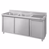 Spoelunit - 1600x600mm - met afvalemmer & 2 wastafels links