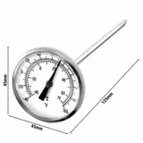 Kadranlı Gıda Termometresi - Ø45mm - Paslanmaz Çelik - Daldırma Derinliği: 125mm - -40°C ile +70°C