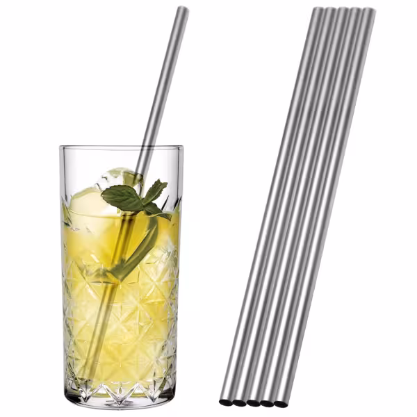 (50 pcs) Stainless Steel Straws - 200mm - ø 8mm - straight
