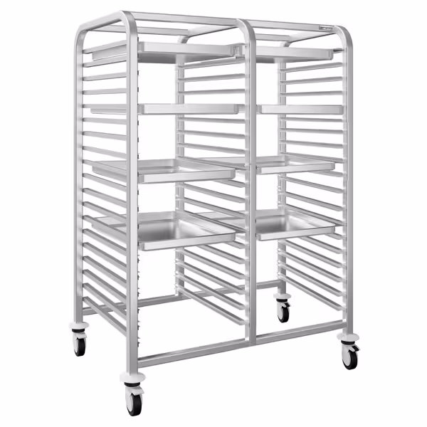 Tablettwagen - doppelt - für 30 Tabletts EN 600x400 - mit leisen Rollen