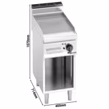 Elektrische bakplaat - 4,8kW - Geribbeld - Bakoppervlak: 395x500mm - met open onderbouw