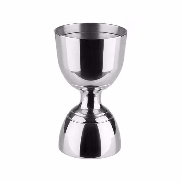 (6 st) Jigger i rostfritt stål - högblank polerad - dubbelsidig - 3 cl & 6 cl - med nivåstreck 1 cl/1,5 cl/2 cl & 4 cl