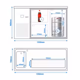 Banco Spillatura Birra - 1550x700mm - 1 Porta in vetro & 2 Cassetti in vetro