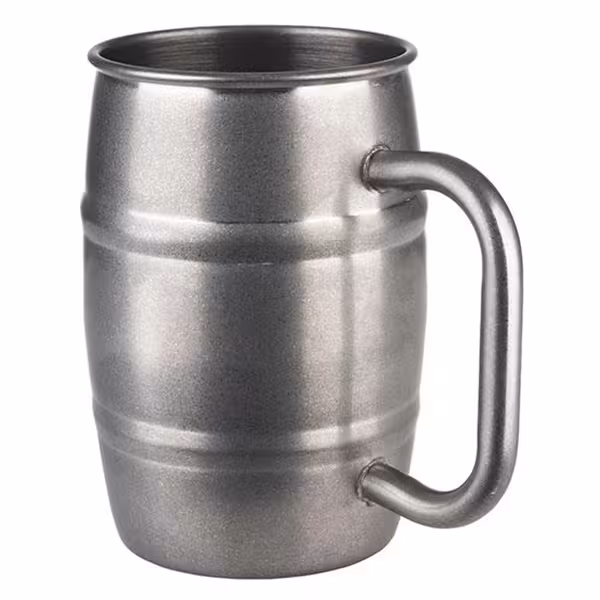 (6 pieces) Mugs - BEER MUG - 500ml - Silver - with Handle
