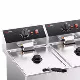Elektro Doppelfritteuse - 12+12 Liter - 6,5 kW - mit Ablasshahn