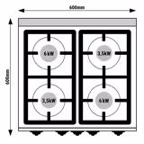 Gas Oven Range - 19kW - 4 burners - with Electric Oven Convection Oven - 3kW