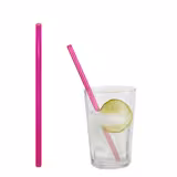 (50 kpl) Lasipillit - suora - 200 mm - ø 8 mm - neonpinkki - sis. 1 nylon puhdistusharjan