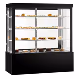 Vitrine de comptoir réfrigérée - 1850L - 1800mm - Double vitrage - avec 3 étagères - portes coulissantes vitrées arrière - Noir