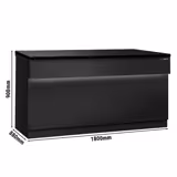 Kassentisch TORONTO - 1800mm - schwarze Front - schwarze Granit-Arbeitsplatte