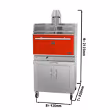 Charcoal - Holzkohlegrillofen - 920mm - mit Rostablage & Unterbau - Rot