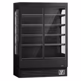 Wandkoelmeubel - 1320mm - 595L - met 2 glazen draaideuren (dubbelglas) & 4 schappen - geforceerde koeling - Zwart