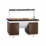 Banco per Buffet DUBLIN - 1600mm -  con bagnomaria e rotelle - per 4x GN 1/1