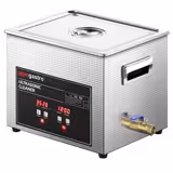 Commercial Ultrasonic Cleaner - 10L - 240W Ultrasonic Power - 40kHz - Digital - with Heater - Degas - with Drain Tap