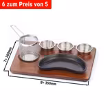(6 pièces) Set de service Fajita - 6 pièces - Poêle en fonte en forme de haricot