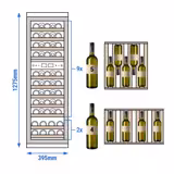 Cave à vin professionnelle - Cadre inox - Porte vitrée - 2 zones - 160L - max. 53 bouteilles
