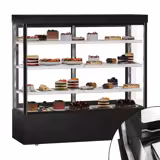 Commercial cake display fridge MADRID - 1200L - 1800mm - Double glazing - square - with 3 adjustable glass shelves - rear sliding doors - Black matt