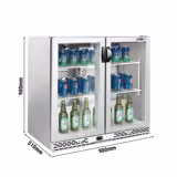 Banco Frigo Bar PREMIUM PLUS - 900mm - 193Litri - con 2 porte in vetro a battente - Grigio