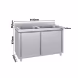 Móvel de lavagem em aço inoxidável ECO - 1400x700mm - com 2 cuba(s) ao centro
