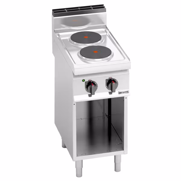 Elektrisch fornuis – vrijstaand - 5,2kW - 2 ronde platen - Ø220mm - open onderstel