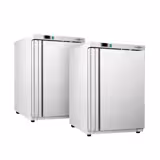 (2 Stück) Mini Lagerkühlschrank Edelstahl ECO - 200 Liter - mit 1 Tür - Innenseite der Tür aus Kunststoff