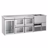 Comptoir de bar réfrigéré PREMIUM - 2500x700mm - 1 porte vitrée & 4 tiroirs en verre