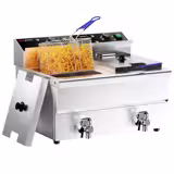 Dubbel elektrisk fritös - 8+8 liter - 6,5 kW - med avtappningskran