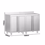 Commercial Coffee Machine Base Cabinet - 1600x600mm - with 2 Double Doors - with Rear Upstand