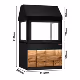 Holzkohlegrill TORONTO - 1100mm - Holzfront - schwarze Granit-Arbeitsplatte - Hitzeschutzglas